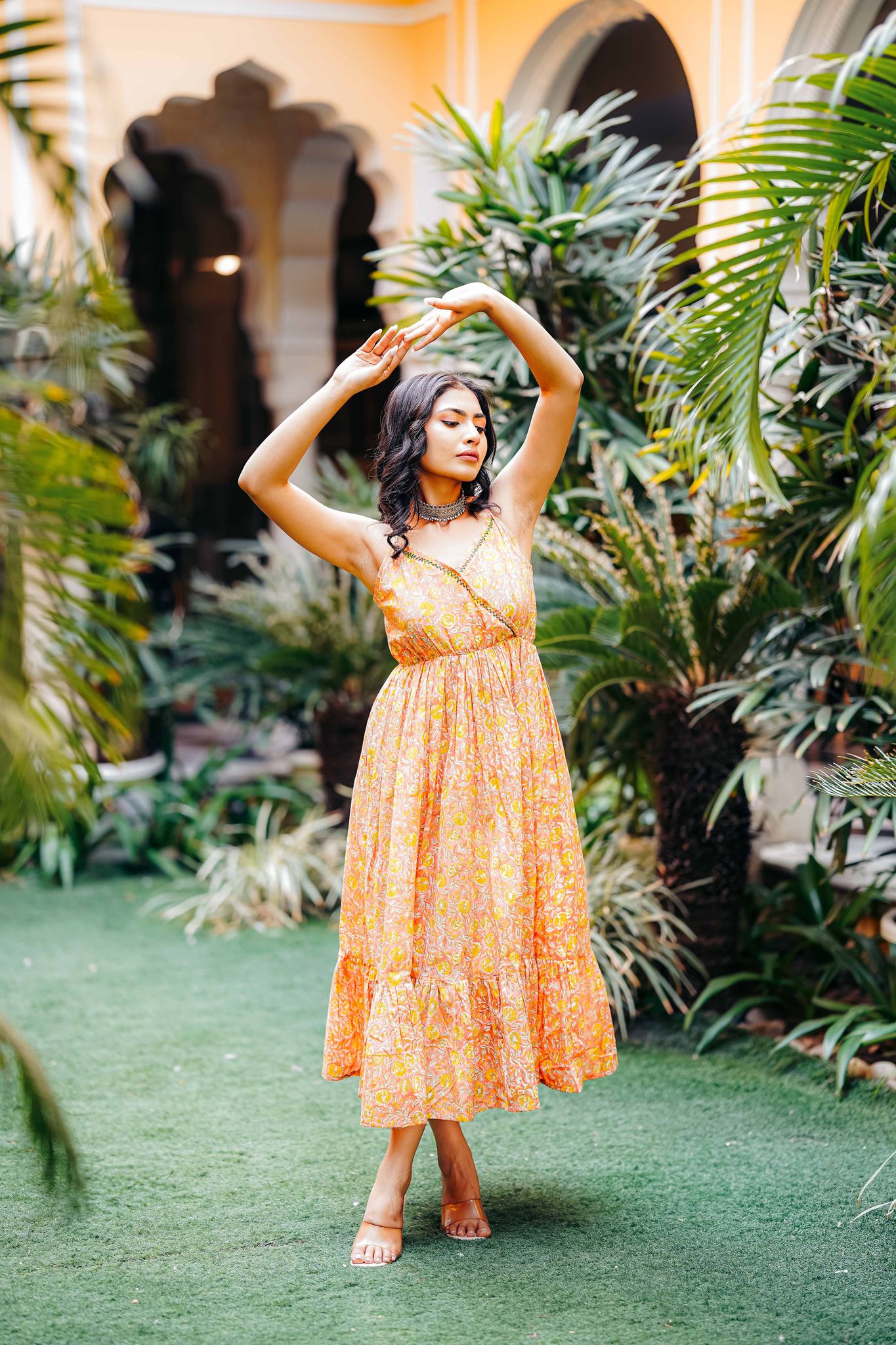 Aaranya – Cotton Block Printed Strap Dress