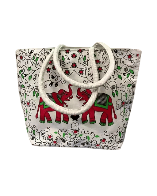 Elephant Print Cotton Tote Bag