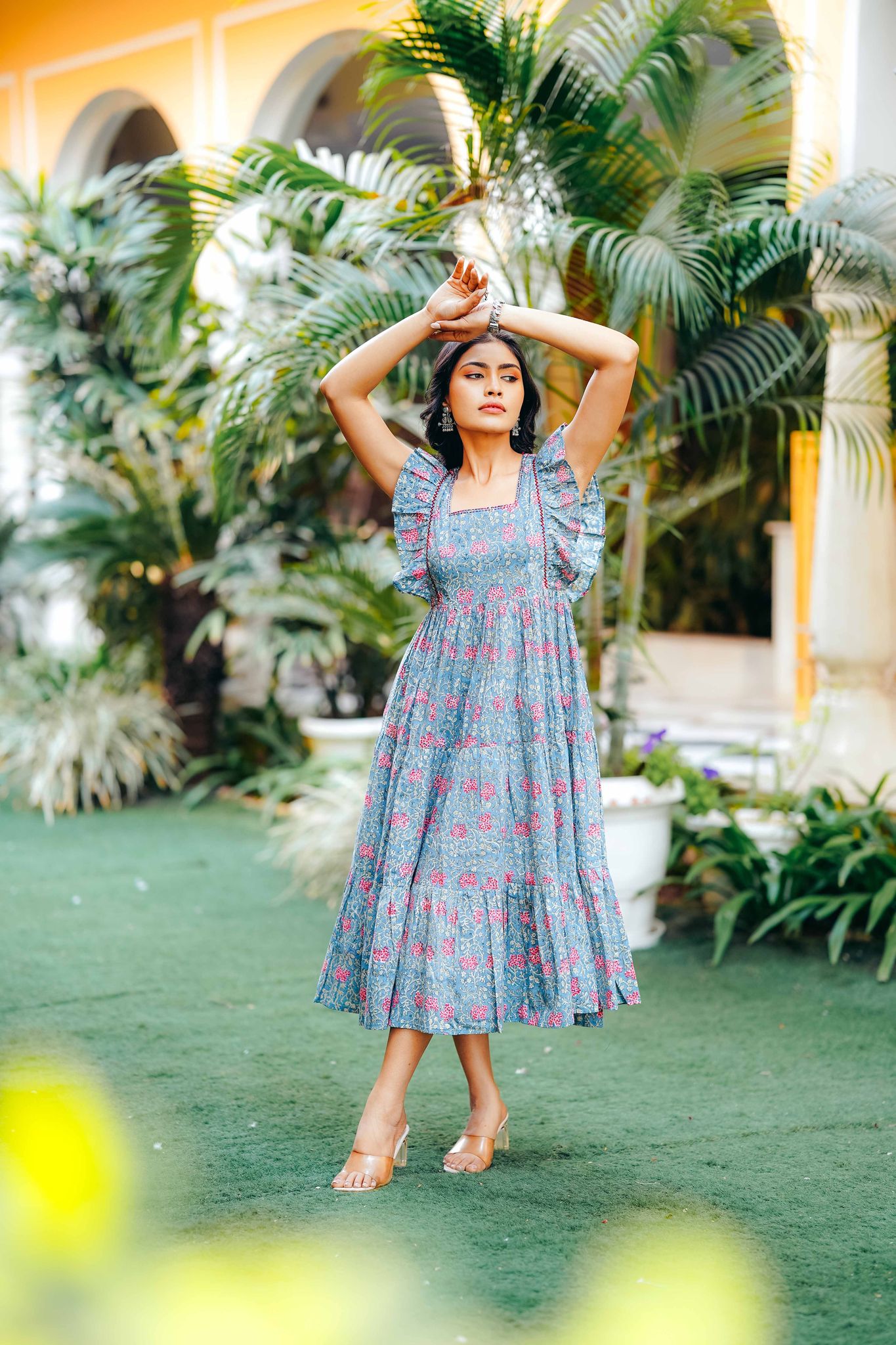 Lehere – Block Printed Ruffle Dress