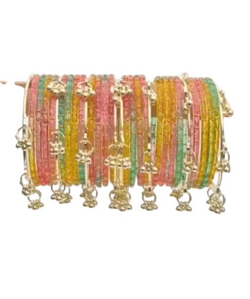 Women's Multi-Colored Dainty Ghungroo Bangle Set