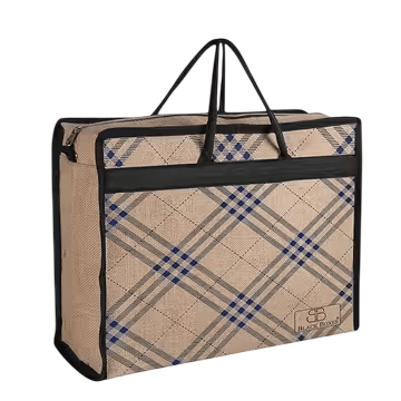 Men's Beige Plaid Business Bag