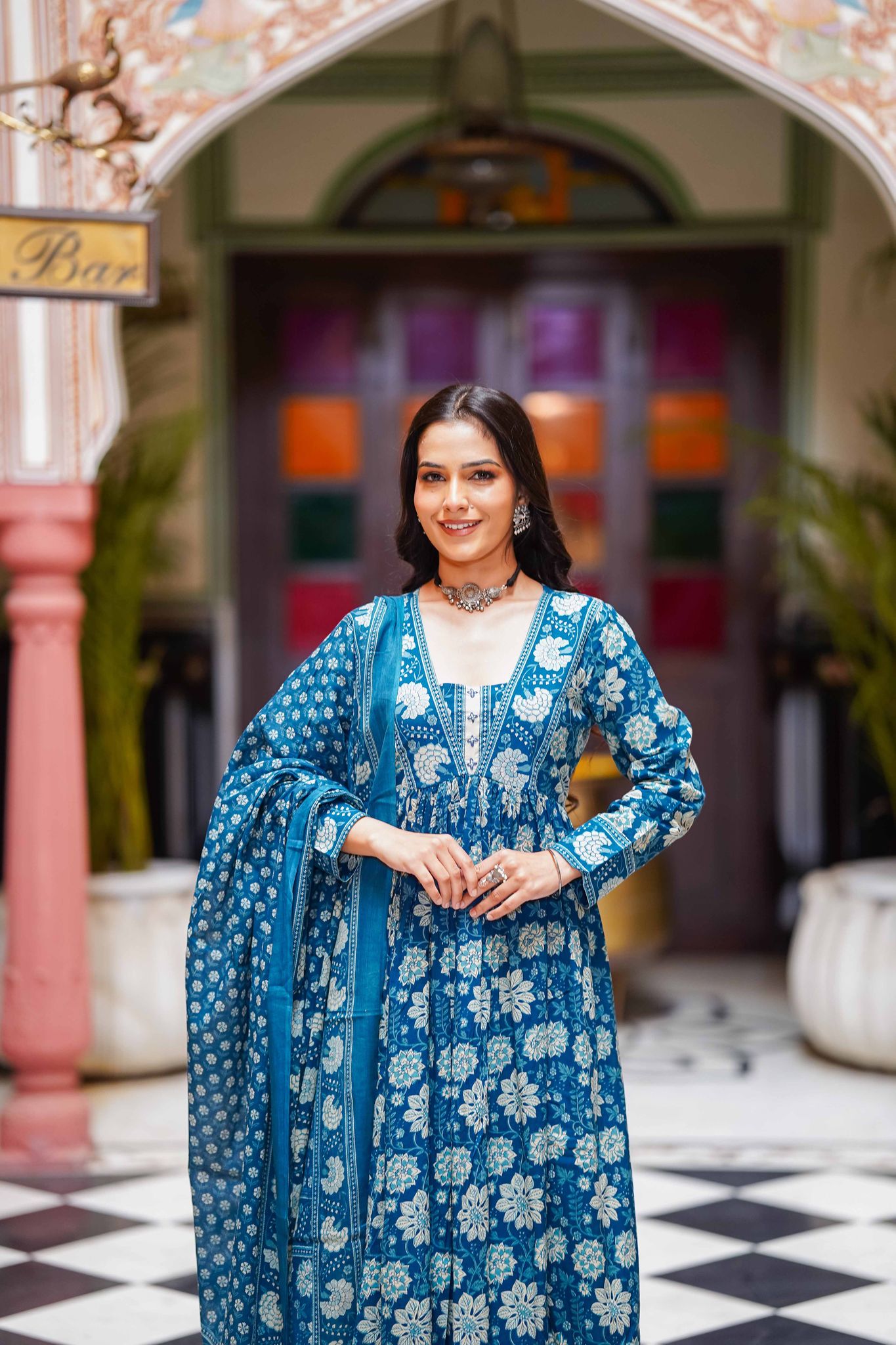 Viraasat – Cotton Alia-Cut Anarkali Set