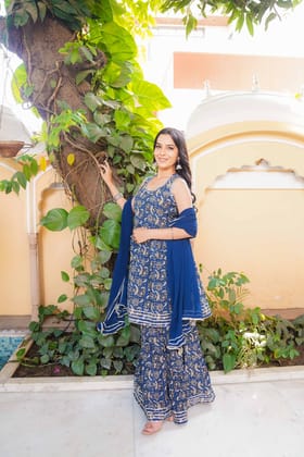 Saanvi – Cotton Sharara Set with Chiffon Dupatta