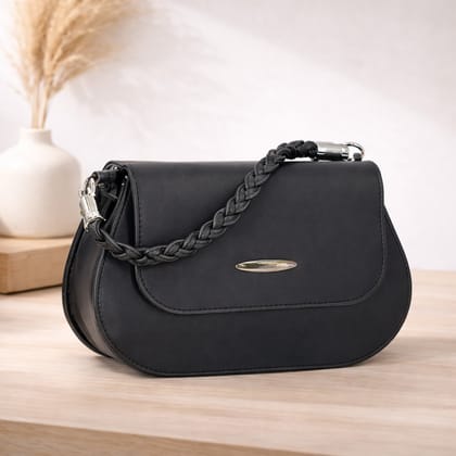 Elegant Women’s Braided Handle Sling Bag | Premium PU Leather Small Handbag | Trendy Shoulder Bag for Girls & Women