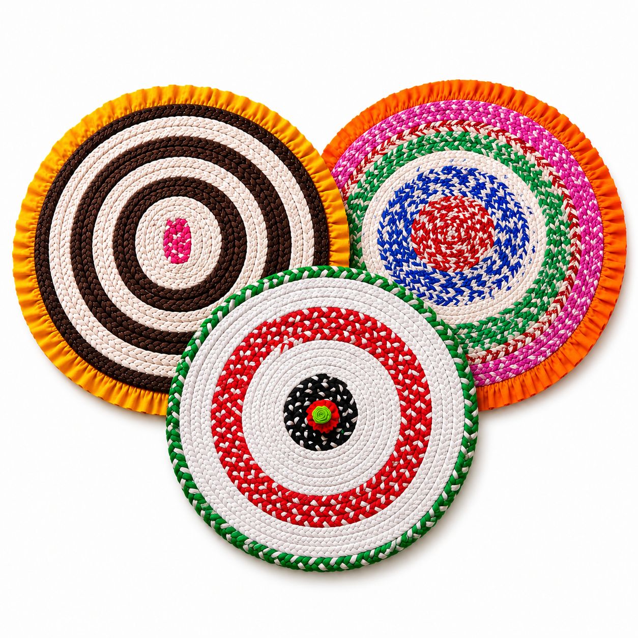 Handmade Braided Cotton Table Mats Set of 3