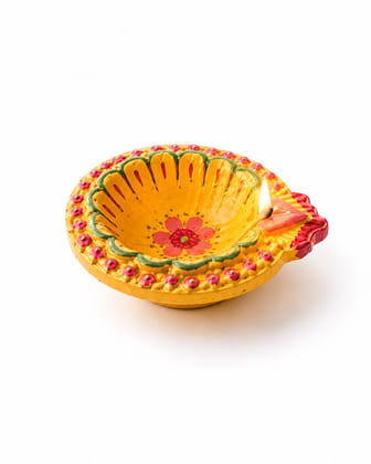 Tulsi Plant and Hand-Painted Diyas Set