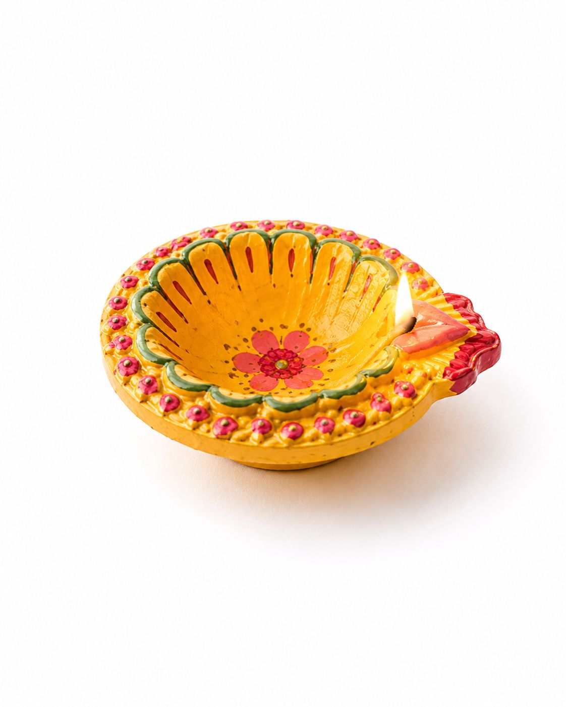 Tulsi Plant and Hand-Painted Diyas Set