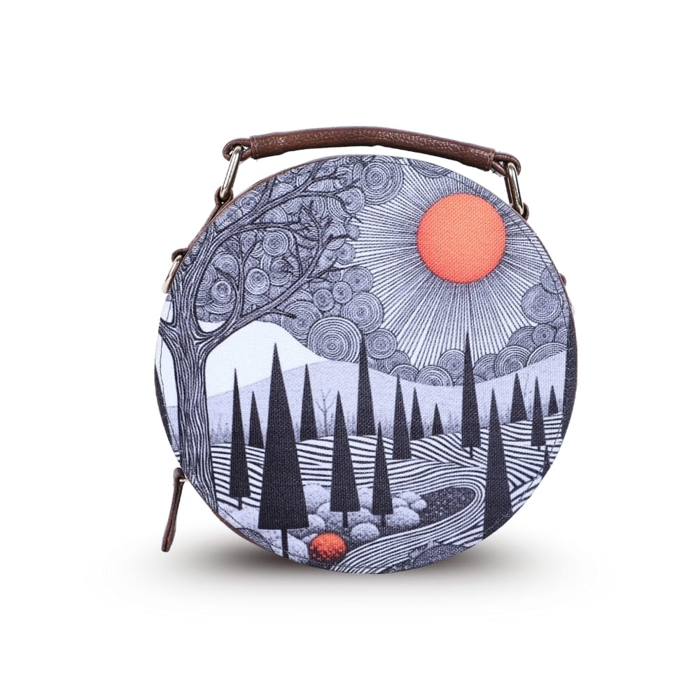 WOTM Round Sling Bag for Women | Travel CrossBody Side Bag for Women | Quirky Sling Purse with Detachable Strap | Birthday Gift for Girls & Girlfriend