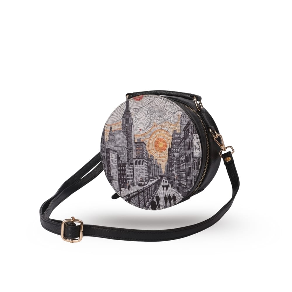 WOTM Round Sling Bag for Women | Travel CrossBody Side Bag for Women | Quirky Sling Purse with Detachable Strap | Birthday Gift for Girls & Girlfriend