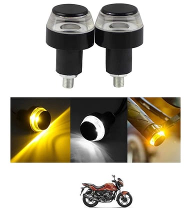 Peculiar Zone Bike Handlebar End LED Indicators – Dual Color Orange & White Blinking Lights (Set of 2) | Advance LED Chip, Durable ABS Plastic with Metal Nut-Bolt & Heavy Duty Wiring | Universal Fit for All Motorcycles