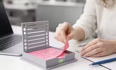 Sticky Note Dispenser with Stencil Organizer for Desk