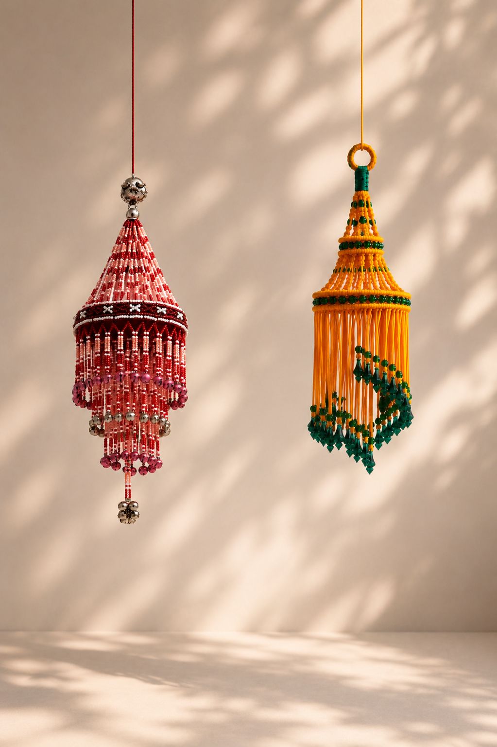 Handmade Macrame Tassel Hanging Lanterns Set of 2