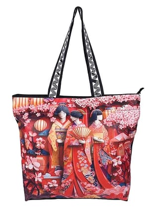 WOTM On The Move Tote | Premium Printed Cotton Canvas Tote Bag with Zipper & Inside Pocket, Stylish Everyday Travel Bag for Work, College, Office, Travel, Shopping