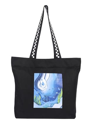 WOTM On The Move Tote | Premium Printed Cotton Canvas Tote Bag with Zipper & Inside Pocket, Stylish Everyday Travel Bag for Work, College, Office, Travel, Shopping
