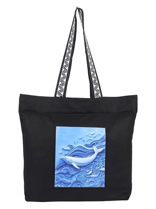 WOTM On The Move Tote | Premium Printed Cotton Canvas Tote Bag with Zipper & Inside Pocket, Stylish Everyday Travel Bag for Work, College, Office, Travel, Shopping