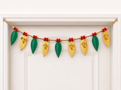 Decorative Ganesha Leaf Door Hanging Toran - Red, Green, and Gold Decorative Ganesha Leaf Door Hanging Toran - Red, Green, and Gold