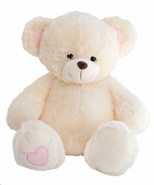 Cream Heart-Themed Stuffed Bear
