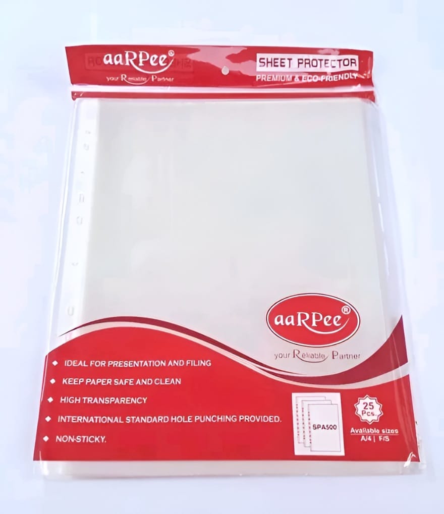 aaRPee Premium A4 Sheet Protectors 25 Pcs Clear File Covers 11 Hole Punched for Office School
