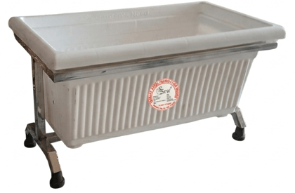 SSFW Stainless Steel Plant Stand with  Rectangular Pot  Plastic Pot Length- 54cm* Width-26cm* Height-27cm ( L-21x W-10x H-10.5 NCH) 16 Gauge 18mm Square Pipe | Lifetime Rust-Proof | Attractive Indoor/Outdoor Pot Stand