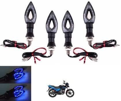 Universal LED Bike Indicator Light for Motorcycle | Waterproof Flexible Rubber Turn Signal Blinkers for Front & Rear | 12V Blue LED Indicators for Bikes, Scooters & Sports Bikes | Pack of 4