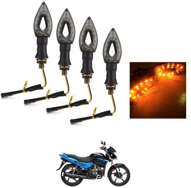 Peculiar Zone Universal LED Bike Indicator Light Set for Motorcycle, Scooter & Sports Bike | Waterproof Amber Turn Signal Blinkers | Flexible Rubber Body | 12V Compatible | Pack of 4