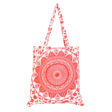 Mandala Print Red and White Canvas Tote Bag