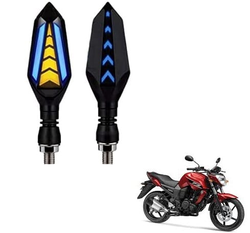 PECULIAR Imported Original Waterproof Arrow Running Blinker Bright LED Indicators Universal For All Bike Models Motorcycle Turn Signal Lights (Pack of 2, Yellow With Blue)