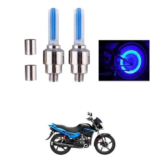 PECULIAR ZONE Bike/Bicycle Tyre Led Light Rim Valve Cap Flashing With Motion Sensor Blue For Car Motorcycles- Bike Led Lights- Blue (Set Of 2 Pcs) (6 Cells Extra Free for Future Use)