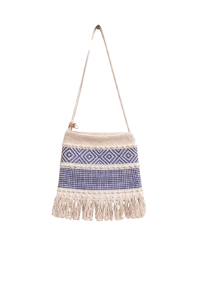 Geometric Blue Macrame Sling Bag Geometric Blue Macrame Sling Bag