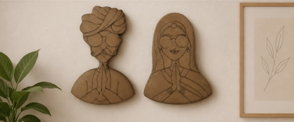 Banno Banni Rajasthani Wood Carved Wall Decor (Set of 2) Banno Banni Rajasthani Wood Carved Wall Decor (Set of 2)