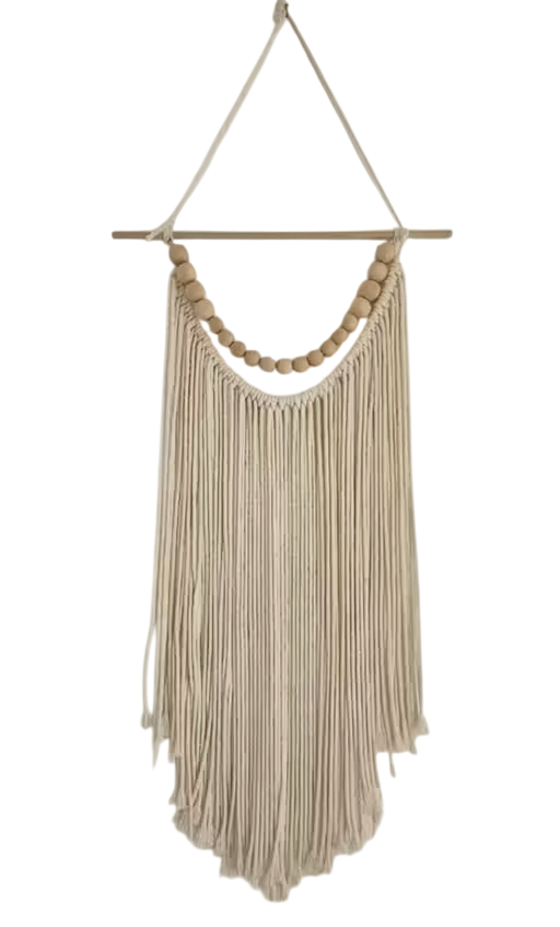 Bohemian Macrame Tabletop Decor with Wooden Beads