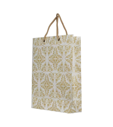Luxury Golden Damask Paper Gift Bag with Rope Handles Luxury Golden Damask Paper Gift Bag with Rope Handles