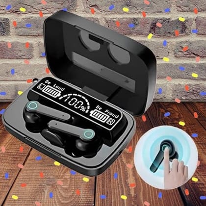 M19 True Wireless Earbuds, Bluetooth 5.1, 9D HiFi Sound, Intelligent Noise Reduction, IPX7 Waterproof, LED Display Charging Case