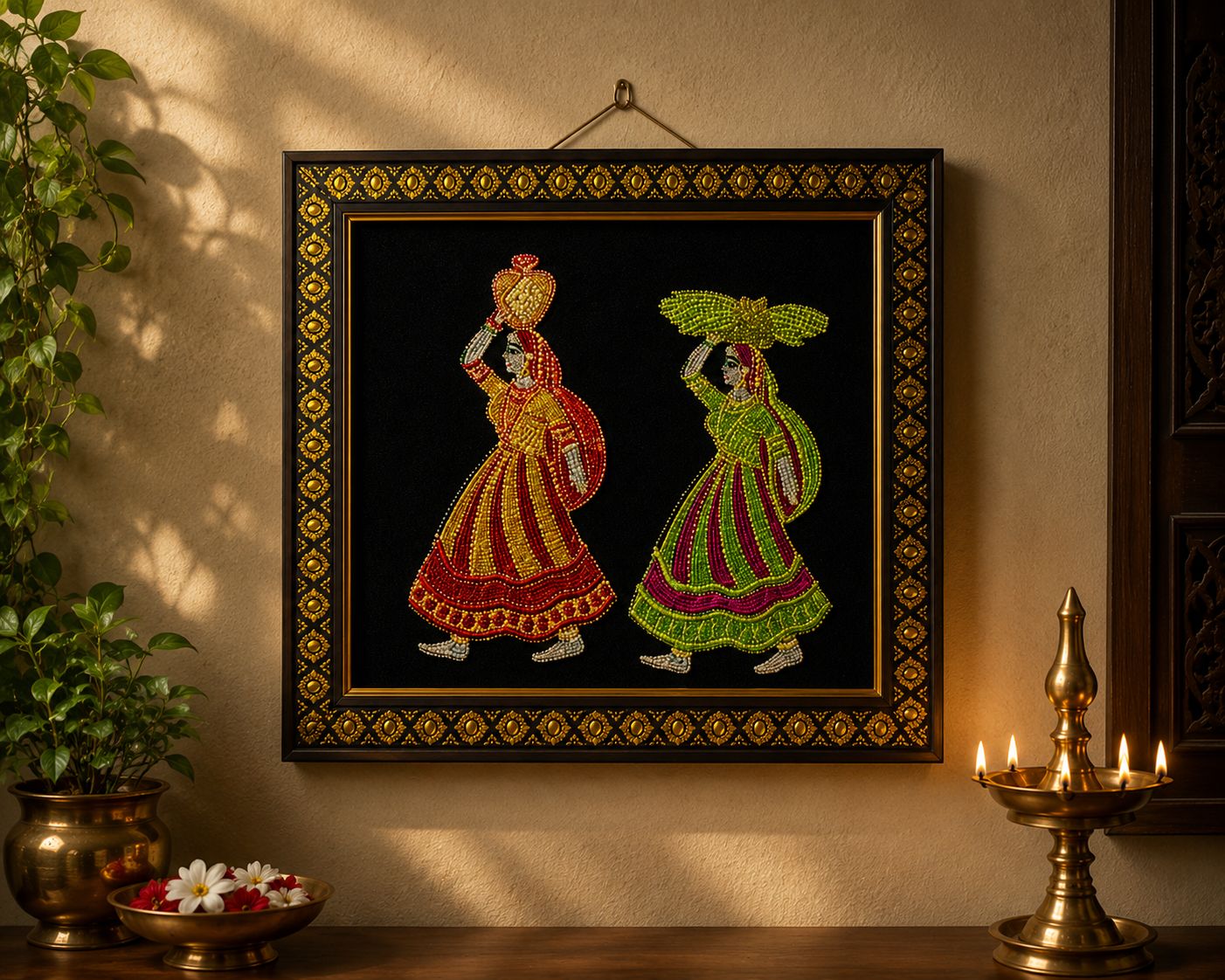 Handmade Rajasthani thread  Work Wall Hanging with Ornate Frame