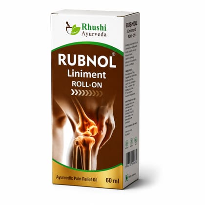 Rhushi Ayurved Rubnol Ayurvedic Pain Relief Roll On for Muscle Pain, Backache, Arthritis, Sprains and Muscle Stiffness - 60ml