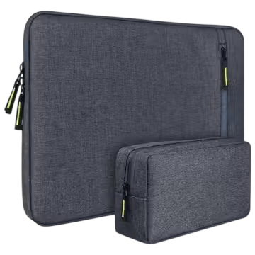 2-in-1 Waterproof Laptop Sleeve with Small Accessory Pouch - Dark Grey