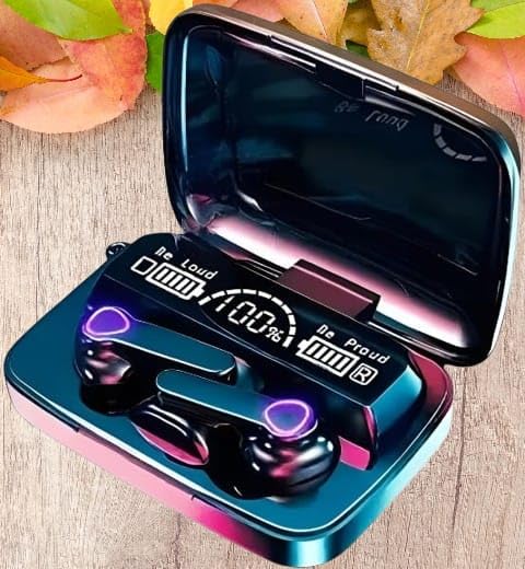 M19 True Wireless Earbuds, Bluetooth 5.1, 9D HiFi Sound, Intelligent Noise Reduction, IPX7 Waterproof, LED Display Charging Case