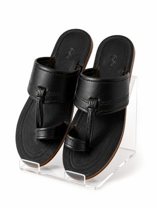 Men's Black Kolhapuri Chappals (Size 6) Men's Black Kolhapuri Chappals (Size 6)