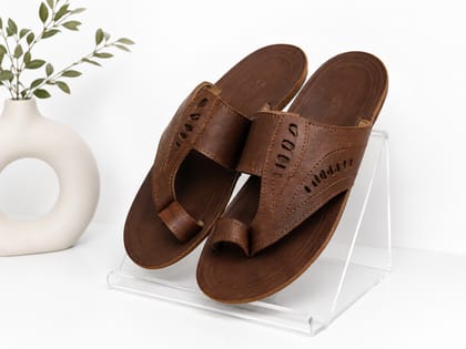 Men's Tan Brown Toe Ring Leather Sandals Men's Tan Brown Toe Ring Leather Sandals