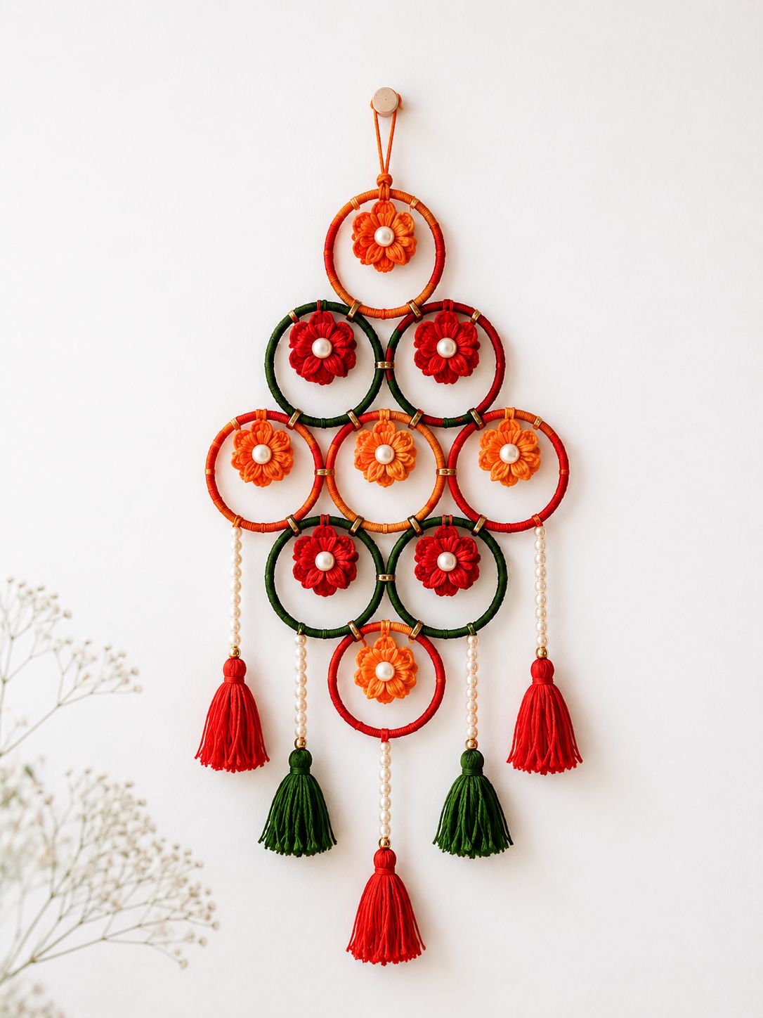 Traditional Indian Thread and Bead Toran for Diwali
