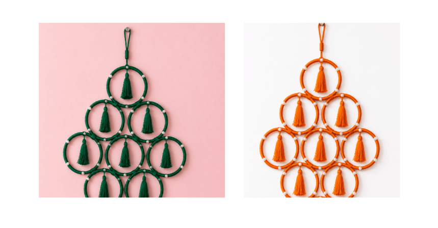 Handmade Decorative Wall Hanging set of 2 (Green & Orange)