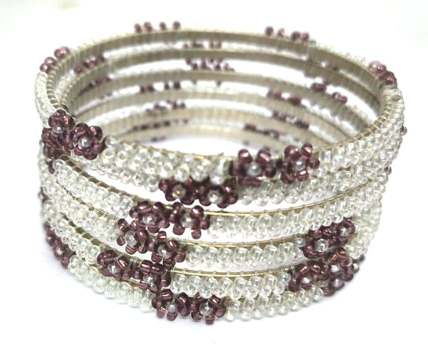 Brown Flower Beaded Bangles