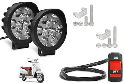 PECULIAR ZONE Premium 9-LED Fog Light for Bikes & Cars (Pack of 2) with High-Quality On/Off Switch & Complete Fitting Kit | 9-Cap Waterproof Bright White Drive Light
