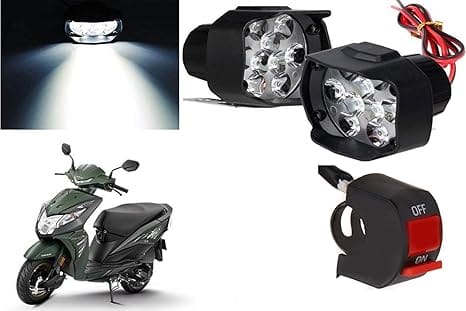 PECULIAR ZONE Premium 9-LED Fog Light for Bikes & Cars (Pack of 2) with High-Quality On/Off Switch & Complete Fitting Kit | 9-Cap Waterproof Bright White Drive Light