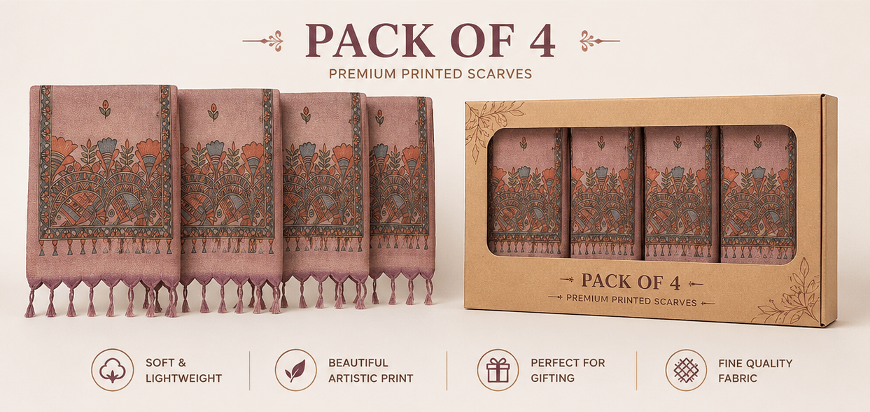 [Pack of 4] Hand-Painted Handloom Stole