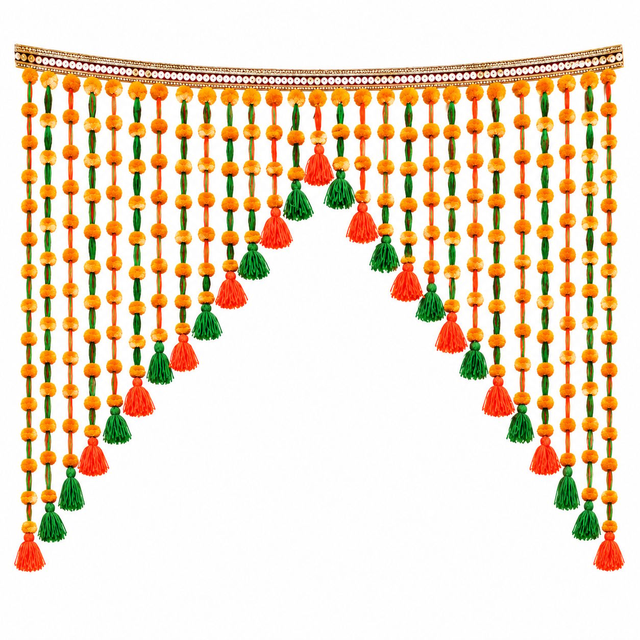 Artificial Marigold Tassel Toran Door Hanging Garland - Set of 1