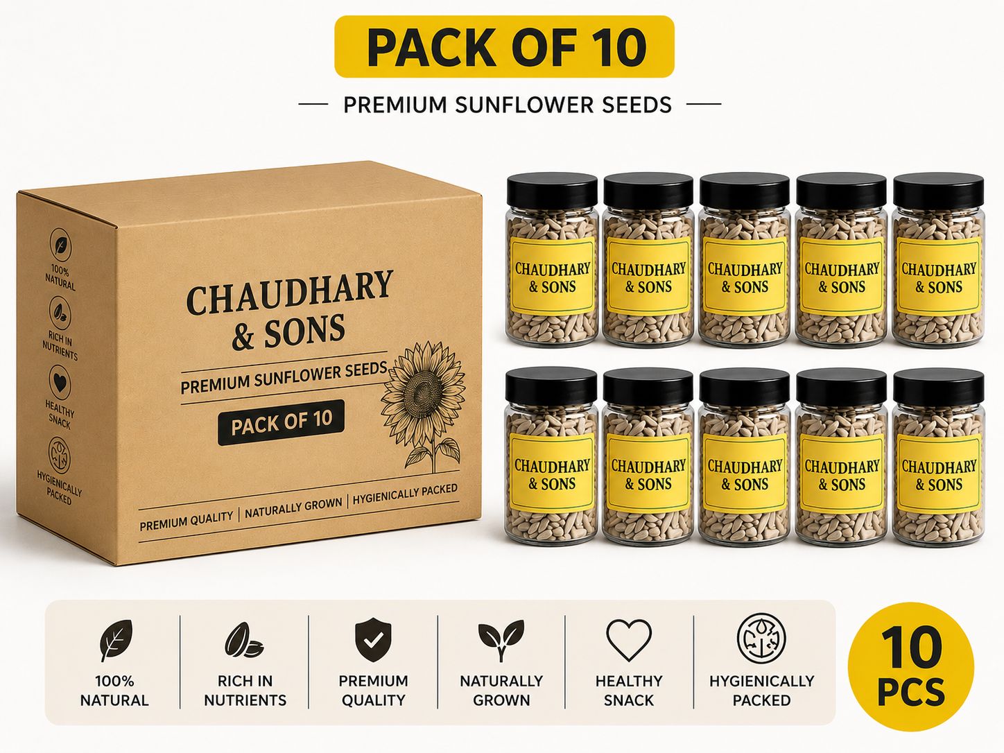 [Pack of 10] Organic Sunflower seed for sowing (Self Extracted) - Chaoudhary & Sons