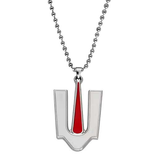 Silver-Toned and Red Tilak Pendant with Chain