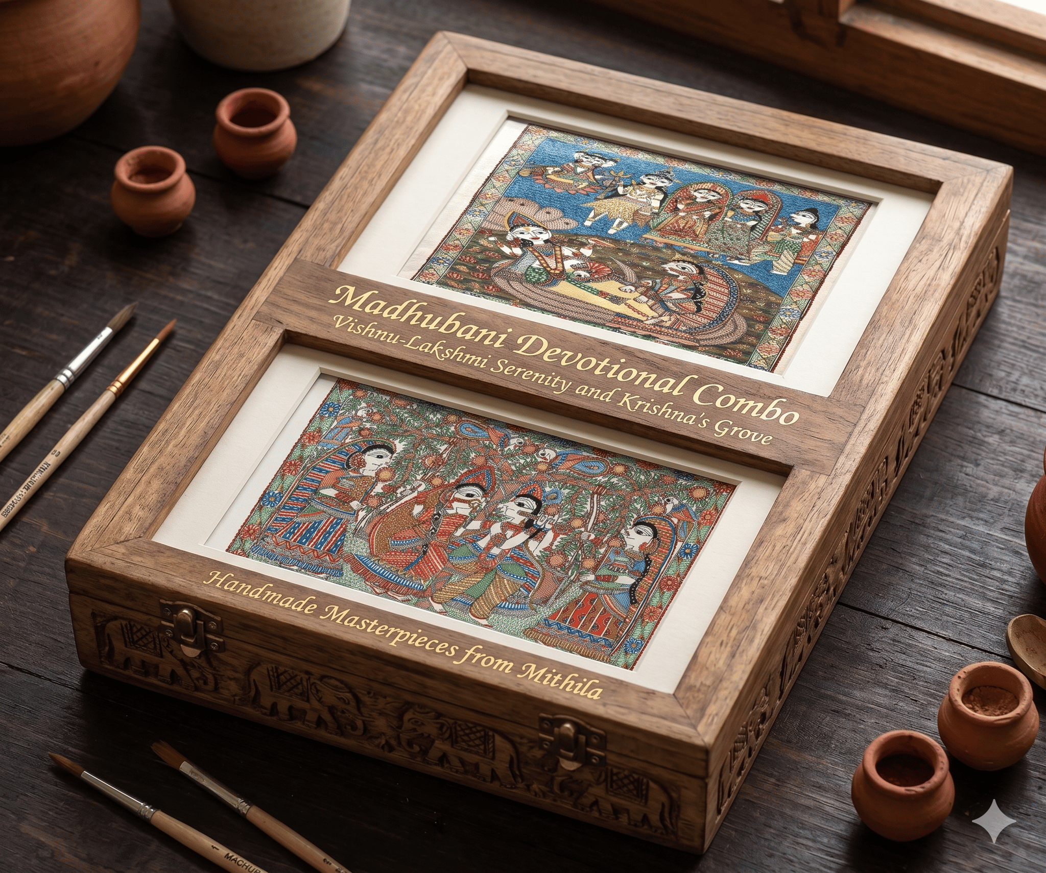 Combo of Madhubani Painting: Traditional Indian Art of Love & Nature