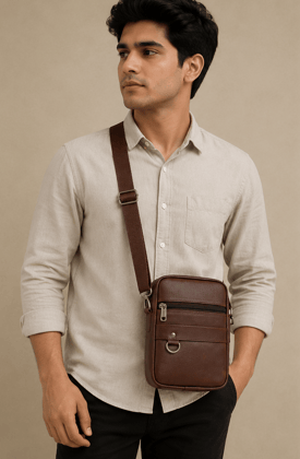 Men's Classic Brown Sling Bag Men's Classic Brown Sling Bag
